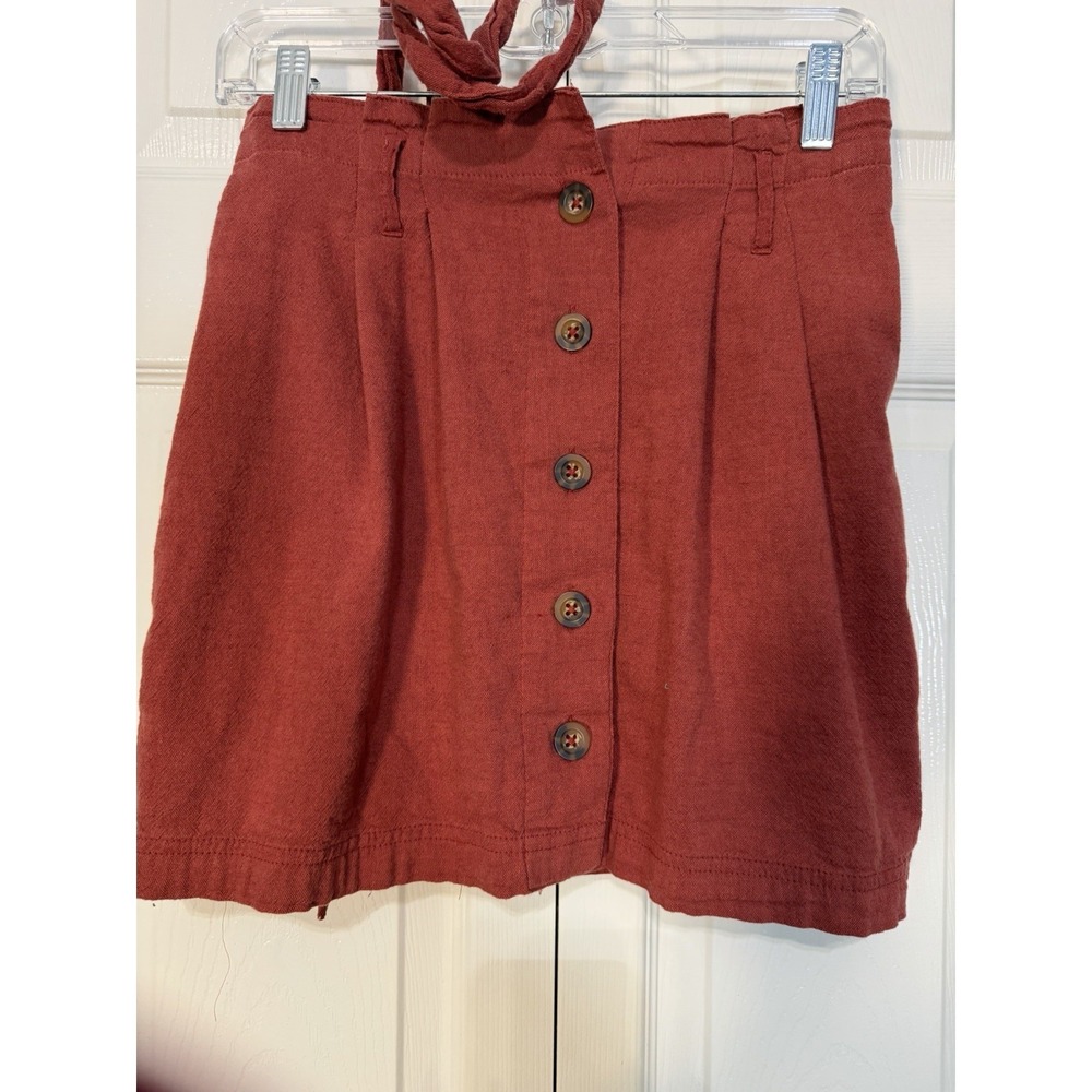 Holister Women's Paper bag Mini Skirt With Belt Rust Color Size Small